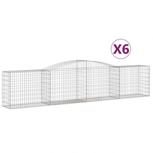 Buede gabionkurve - 6 stk. 400 × 50 × 80/100 cm i galvaniseret jern