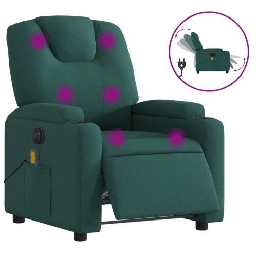 Massagestol med el-recline i stof - mørkegrøn