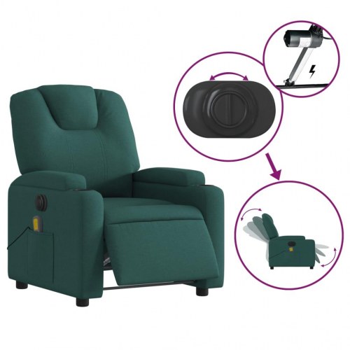 Massagestol med el-recline i stof - mørkegrøn