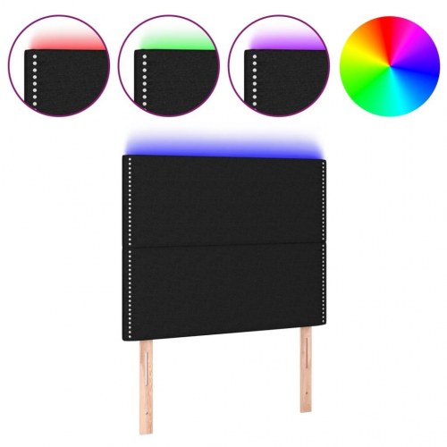 Sengegavl med LED-lys 90×5×118/128 cm - stof, sort