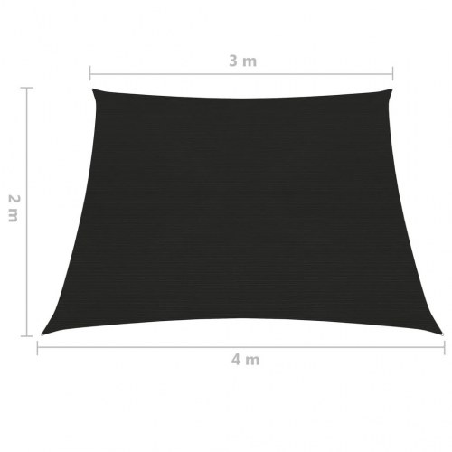 Solsejl 3/4 × 2 m i HDPE - sort, trapez