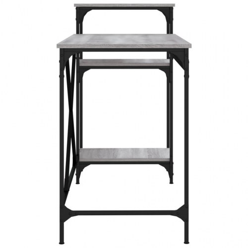 Skrivebord med hylder 135×50×90 cm - konstrueret træ og jern, grå sonoma-eg