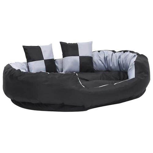 Hundepude 110x80x23 cm vendbar og vaskbar grå og sort