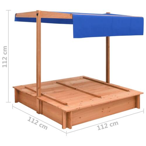 Sandkasse med tag 112x112x112 cm fyrretræ
