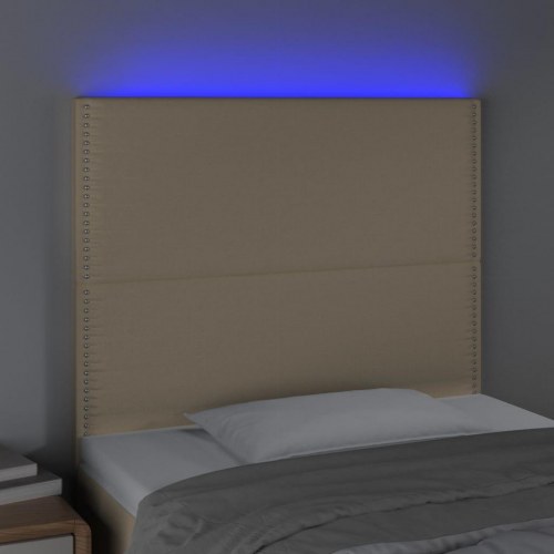 Sengegavl med LED-lys 90×5×118/128 cm - stof, cremefarvet