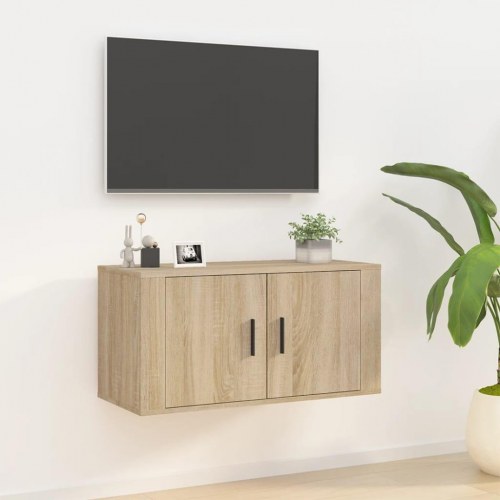 Væghængt tv-skab 80×34,5×40 cm - sonoma-eg