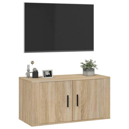 Væghængt tv-skab 80×34,5×40 cm - sonoma-eg