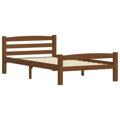 Sengeramme i massivt fyrretræ 90x200 cm - honningbrun