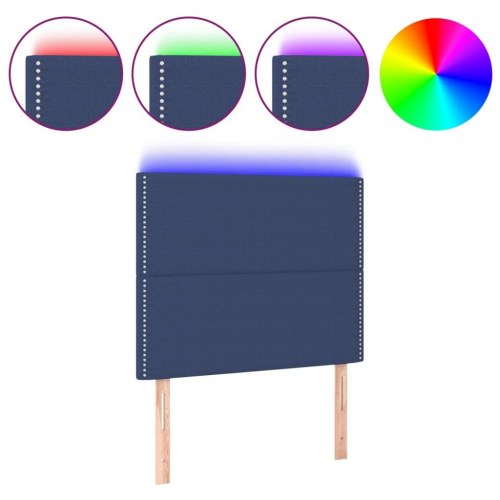 Sengegavl med LED-lys 90 × 5 × 118/128 cm - stof, blå