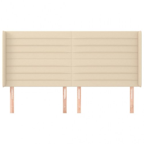 Sengegavl med kanter 163 x 16 x 118/128 cm - cremefarvet