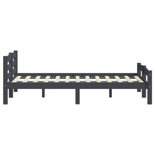 Sengeramme i massivt fyrretræ 200x200 cm - mørkegrå
