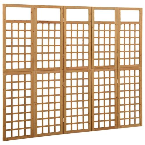 5-panels rumdeler/espalier 201,5x180 cm massivt grantræ
