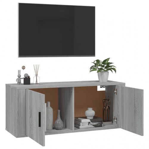 Væghængt tv-skab 100×34,5×40 cm - grå sonoma