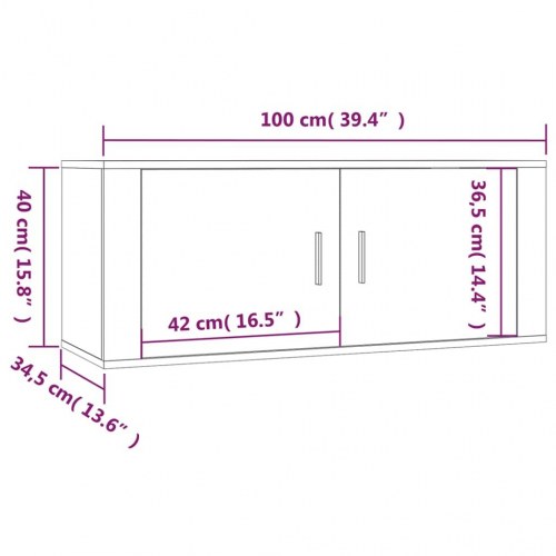 Væghængt tv-skab 100×34,5×40 cm - grå sonoma