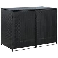 Dobbelt skraldespandsskjuler polyrattan sort 148 x 80 x 111 cm