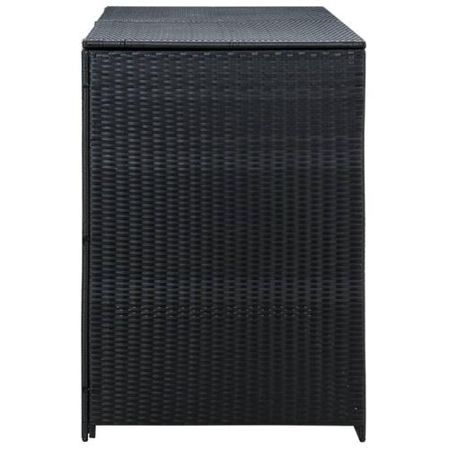 Dobbelt skraldespandsskjuler polyrattan sort 148 x 80 x 111 cm
