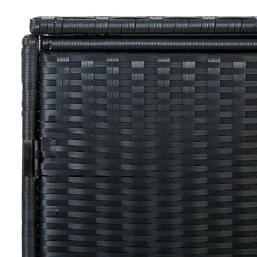 Dobbelt skraldespandsskjuler polyrattan sort 148 x 80 x 111 cm