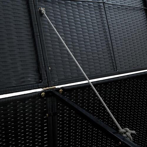 Dobbelt skraldespandsskjuler polyrattan sort 148 x 80 x 111 cm