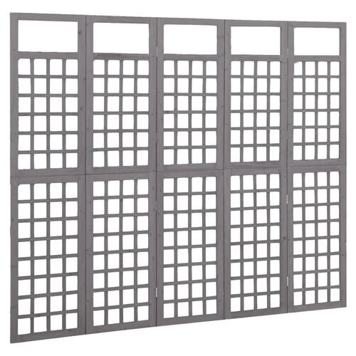 5-panels rumdeler/espalier 201,5x180 cm massivt grantræ grå