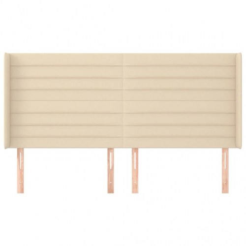 Sengegavl med kanter 203 x 16 x 118/128 cm - cremefarvet