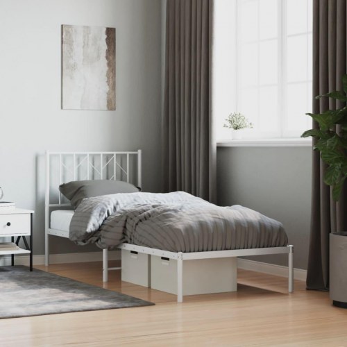 Sengeramme med sengegavl 80×200 cm - metal, hvid