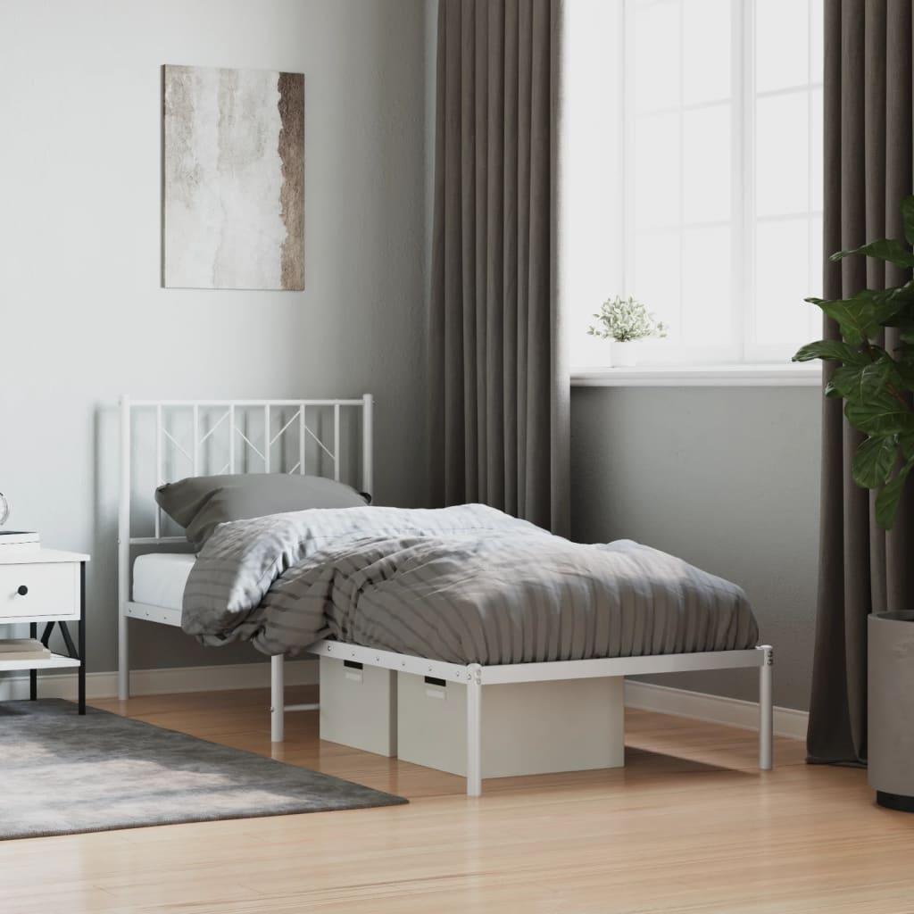 Sengeramme Med Sengegavl Metal - Hvid / med hovedgærde / 80 x 200 cm