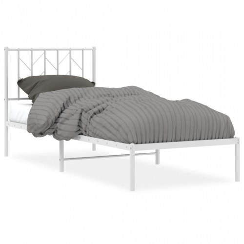 Sengeramme med sengegavl 80×200 cm - metal, hvid