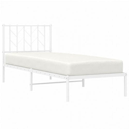 Sengeramme med sengegavl 80×200 cm - metal, hvid