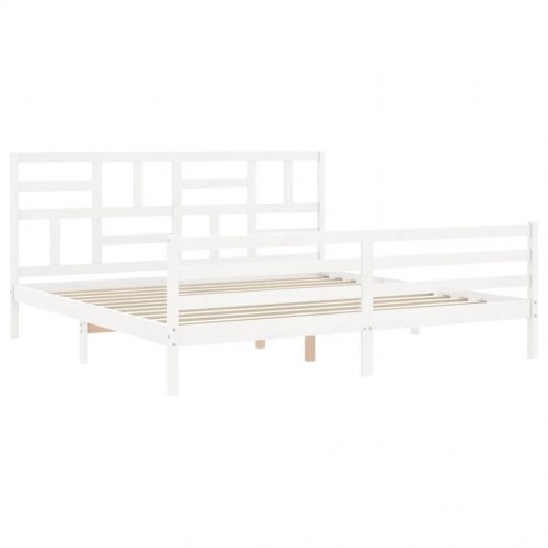 Sengeramme i massivt fyrretræ med sengegavl 200 x 200 cm - hvid