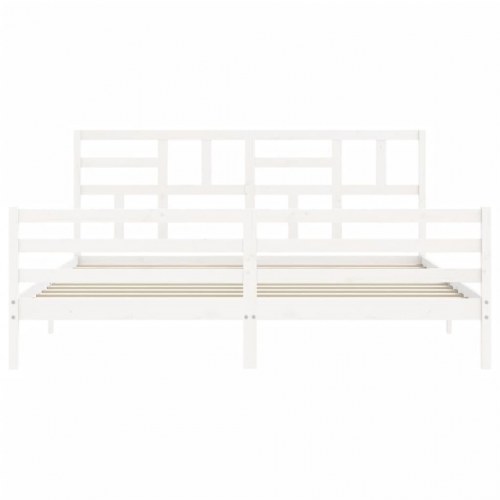 Sengeramme i massivt fyrretræ med sengegavl 200 x 200 cm - hvid