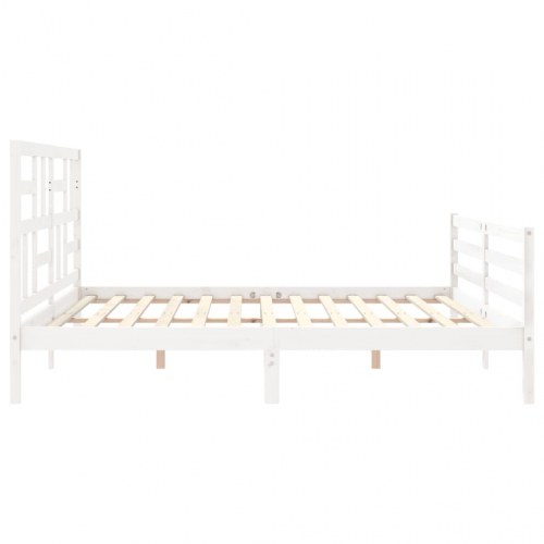 Sengeramme i massivt fyrretræ med sengegavl 200 x 200 cm - hvid