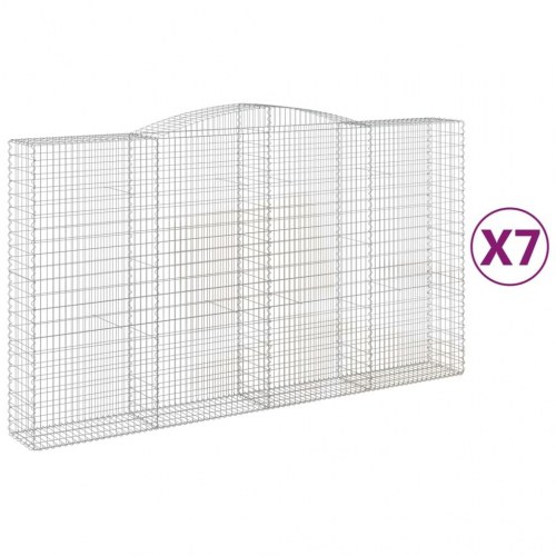 Buede gabionkurve - 7 stk. 400 × 50 × 220/240 cm i galvaniseret jern
