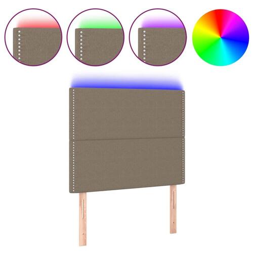 Sengegavl med LED-lys 100x5x118/128 cm stof gråbrun