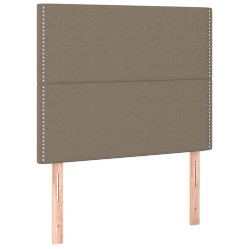 Sengegavl med LED-lys 100x5x118/128 cm stof gråbrun