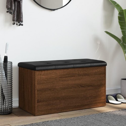 Opbevaringsbænk 82x42x45 cm konstrueret træ brun egetræsfarve