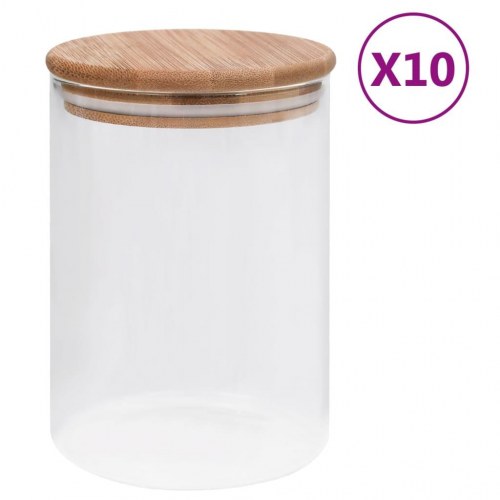 Opbevaringsglas med bambuslåg 10 stk. 260 ml