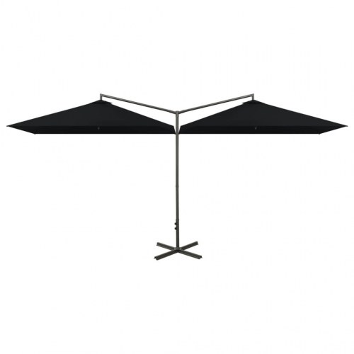 Dobbelt parasol med stålstang - sort