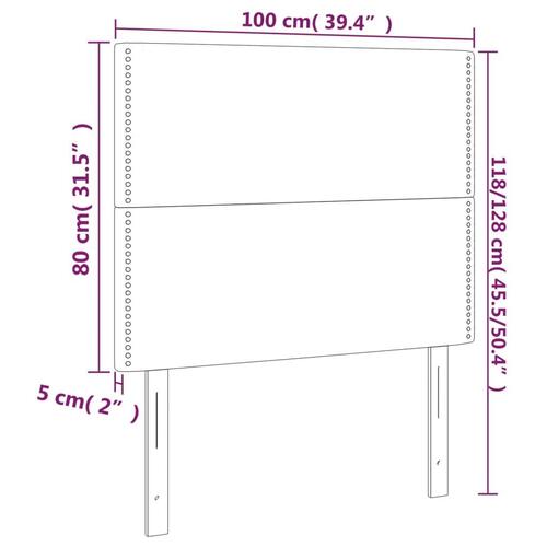Sengegavl med LED-lys 100x5x118/128 cm stof blå