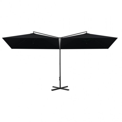 Dobbelt parasol med stålstang - sort