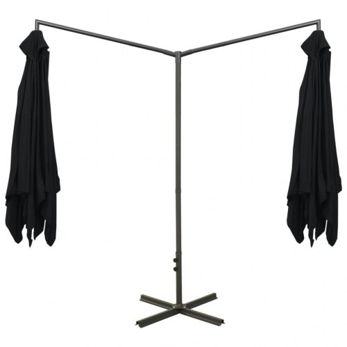 Dobbelt parasol med stålstang - sort