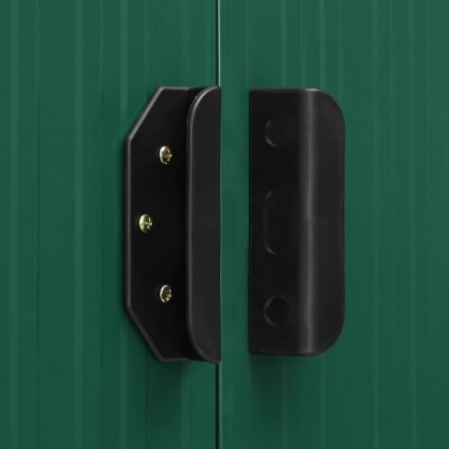 Haveskur med skydedøre 329,5 x 205 x 178 cm stål grøn