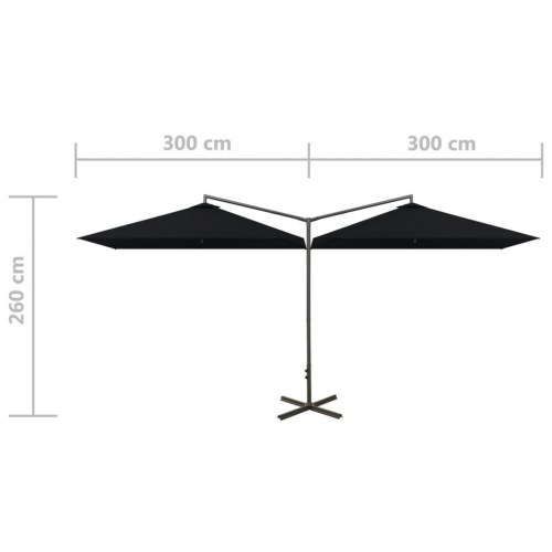 Dobbelt parasol med stålstang - sort