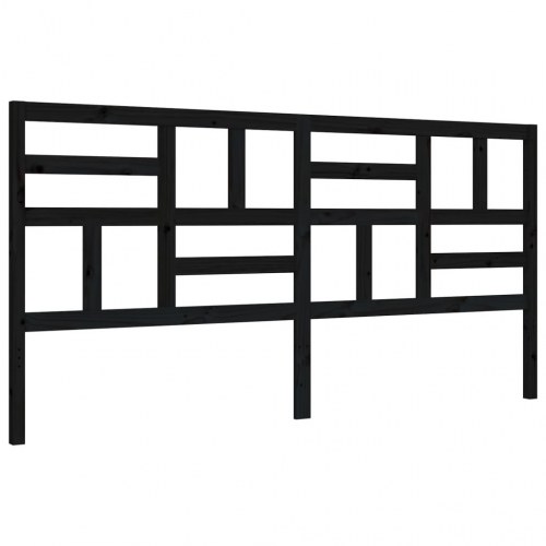 Sengeramme med sengegavl 200x200 cm massivt træ sort