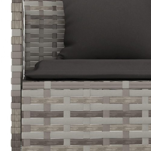 Spisebordssæt til haven i polyrattan - L-formet sofa + bord, grå