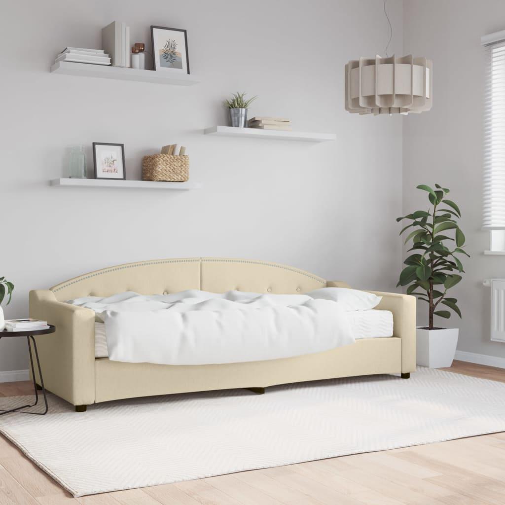 Daybed Stof Farvet Creme - med madras / 80 x 200 cm