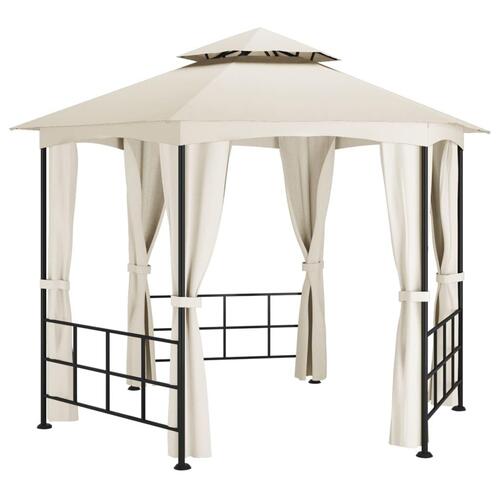 Pavillon med sidevægge 3,1x2,7 m cremefarvet