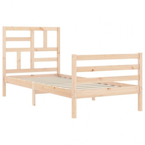 Sengeramme med sengegavl 100 x 200 cm i massivt fyrretræ