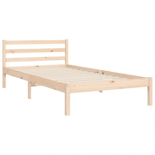 Sengeramme med sengegavl 100 x 200 cm i massivt fyrretræ
