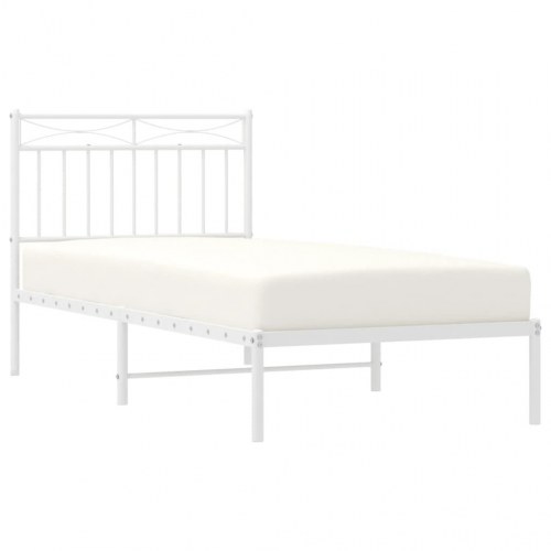 Sengeramme med sengegavl 90x190 cm metal hvid