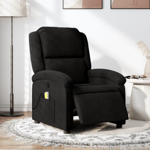 Eldrevet massagestol i stof - sort